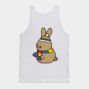 Cute Easter Bunny and Rainbow Pride Flag Hat and Scarf Tank Top